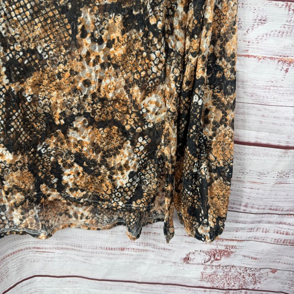 Free People Shirt Size Medium Snake Sheer Long Sleeve V Neck Tie Front Blouse - Picture 4 of 13